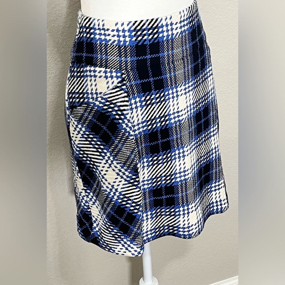 Anthropologie Maeve Blue Plaid Mini Skirt NWT Size 4 - Picture 7 of 15